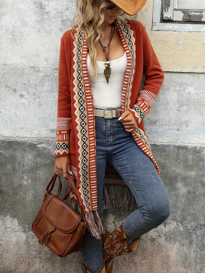 Freya™ – Boho Fringe Knit Cardigan