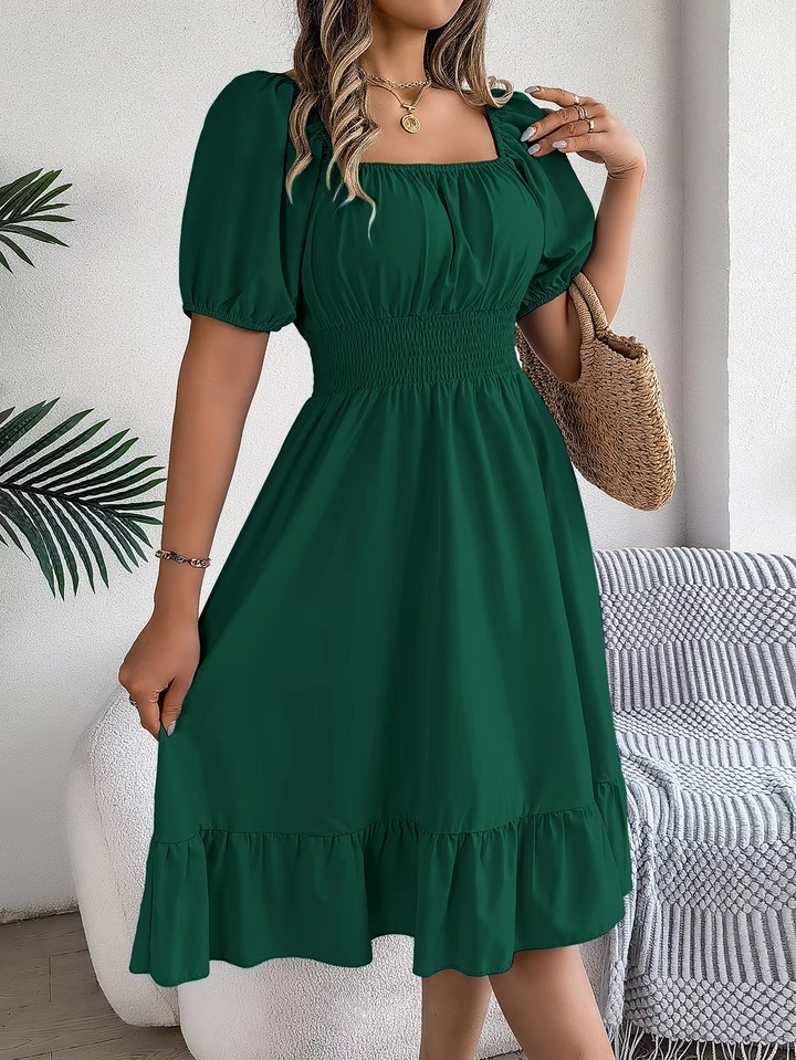 Riley - Stylish Short Sleeve V Neck Linen Dress