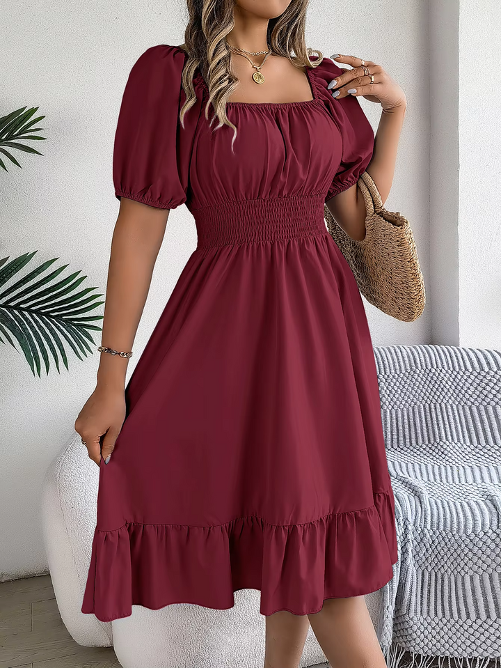 Riley - Stylish Short Sleeve V Neck Linen Dress