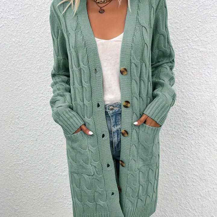 Emilia™ – Long V-Neck Knit Cardigan