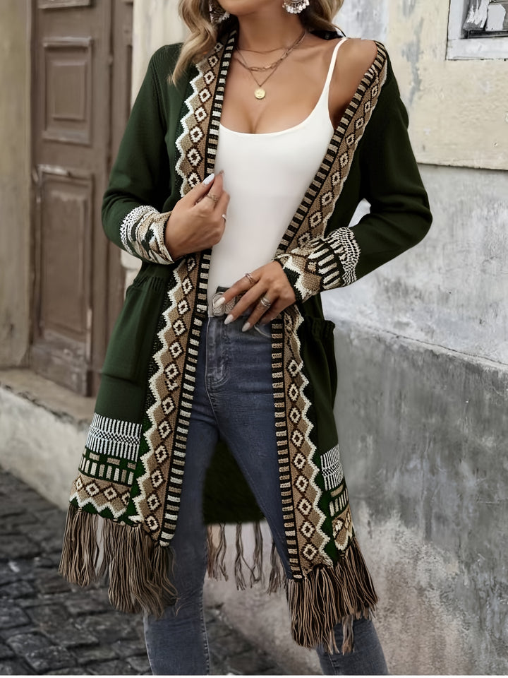 Freya™ – Boho Fringe Knit Cardigan