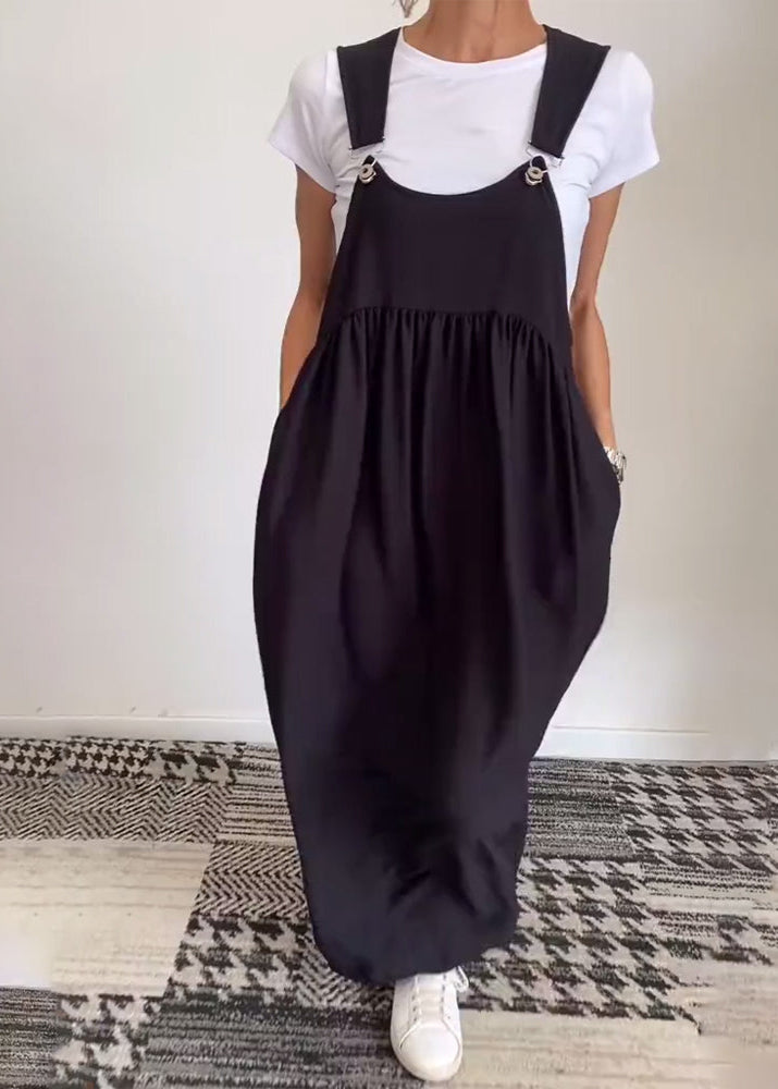 Grace - Casual Solid Color Suspenders Dress