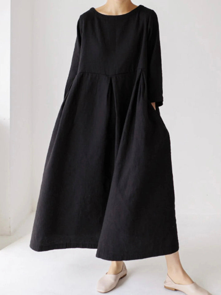 Luna - Loose Linen Dress with Side Pockets