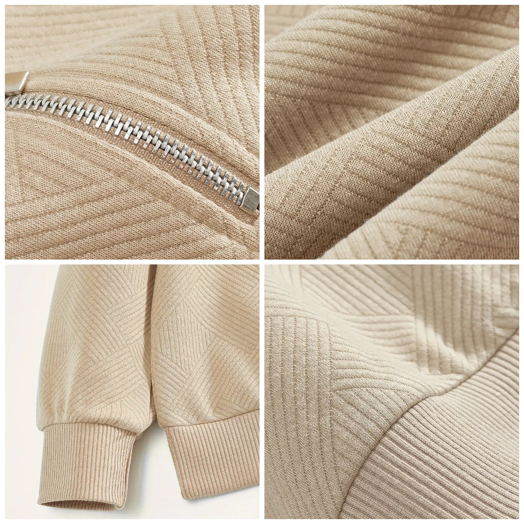 James - Vintage Geometric Design Sweater With Zipper