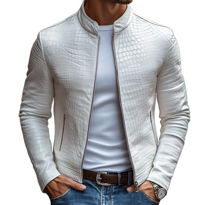 Ethan™ - Stylish Stone Pattern Stand Collar Zipper Jacket