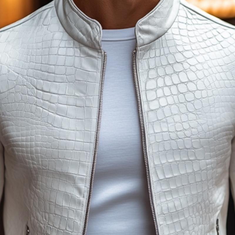 Ethan - Stylish Stone Pattern Stand Collar Zipper Jacket